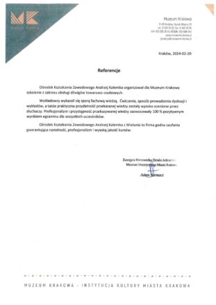 referencje Muzeum Krakowa referencje Muzeum Krakowa