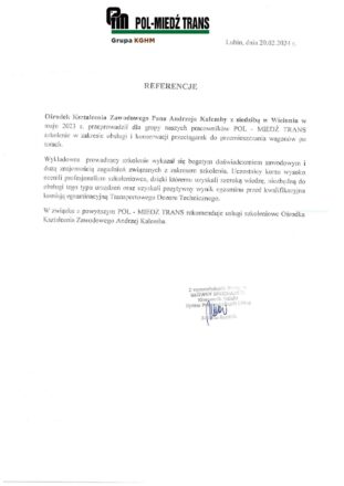 referencje Pol-miedź Trans KGHM referencje Pol-miedź Trans KGHM