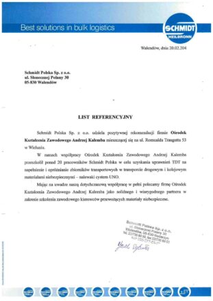 referencje od Schmidt Polska referencje od Schmidt Polska